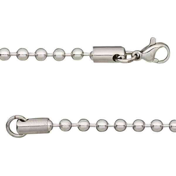 Chain 1pkg1 ball, 3.2mm / lobster claw clasp, stainless steel 18 inch image number 0