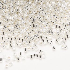 Seed bead, Miyuki, glass, pkg/7.5g, #11 2-cut hex, transparent silver-lined clear, (HEX-660).