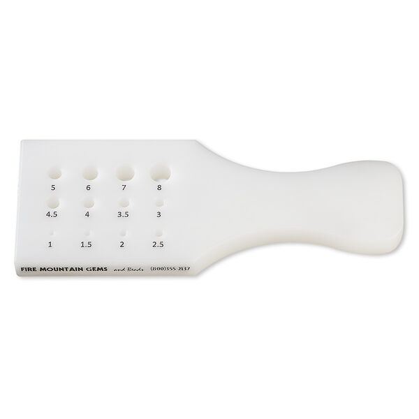 Draw plate, Delrin® plastic, white and black, 6 x 2-1/4 x 1/2 inch paddle with 12 graduated holes. Sold individually. image number 0
