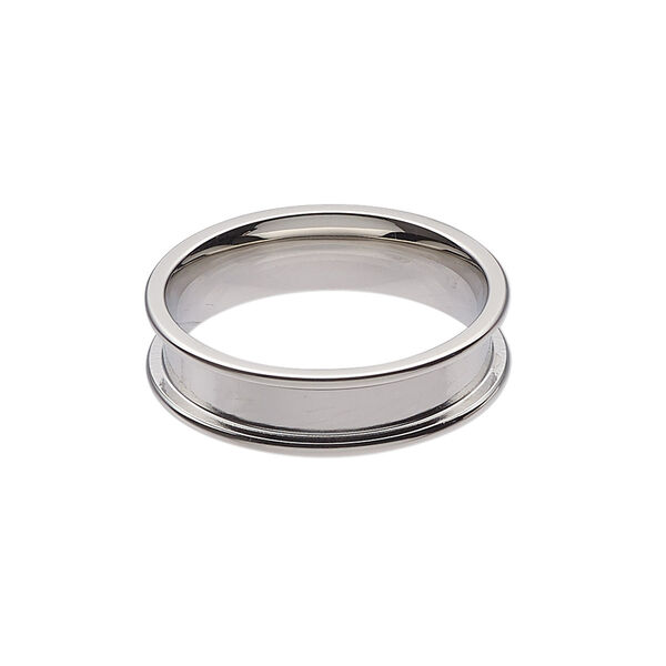 Ring, stainless steel, 6mm wide band with 3.9mm wide channel, size 10. Sold individually. image number 0