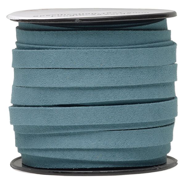 Cord, faux suede, turquoise blue, 10mm flat. Sold per pkg of 3 yards. image number 0