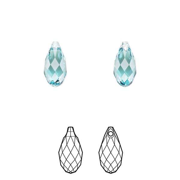 Briolette 144pk light turquoise, Swarovski® 11x5.5mm pendant drop 6010 image number 0