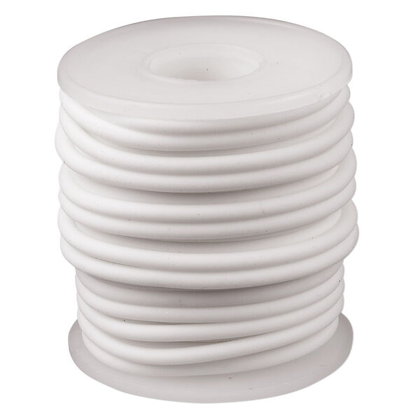 Cord, synthetic rubber, white, 3mm round. Sold per pkg of 10 meters (32.8 feet). image number 0