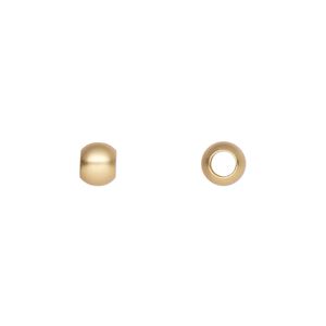 Bead, gold-plated brass with satin finish, 6mm round. Sold per pkg of 100.