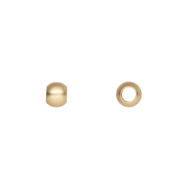 Bead, gold-plated brass with satin finish, 6mm round. Sold per pkg of 100. image number 0
