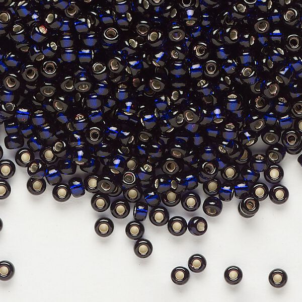 Seed bead, Miyuki, glass, pkg/50g, #8 rocaille, transparent silver-lined dark purple, (RR-1426). image number 0