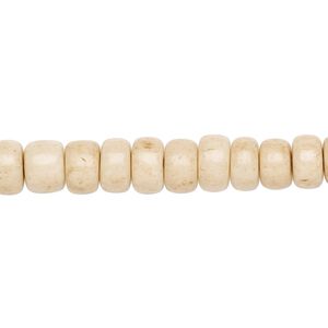 Bead, bone (dyed), antiqued brown and white, 7x4mm rondelle, Mohs hardness 2-1/2. Sold per 15-1/2" to 16" strand.