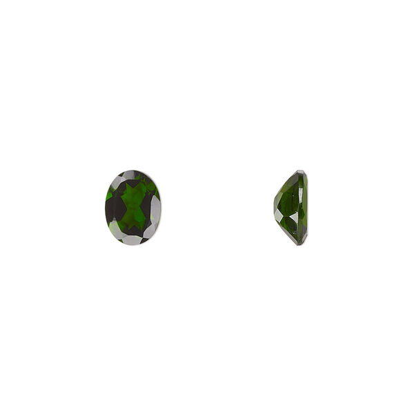 Gem, chrome diopside (natural), 8x6mm hand-cut faceted oval, B grade, Mohs hardness 5-1/2 to 6. Sold individually. image number 0