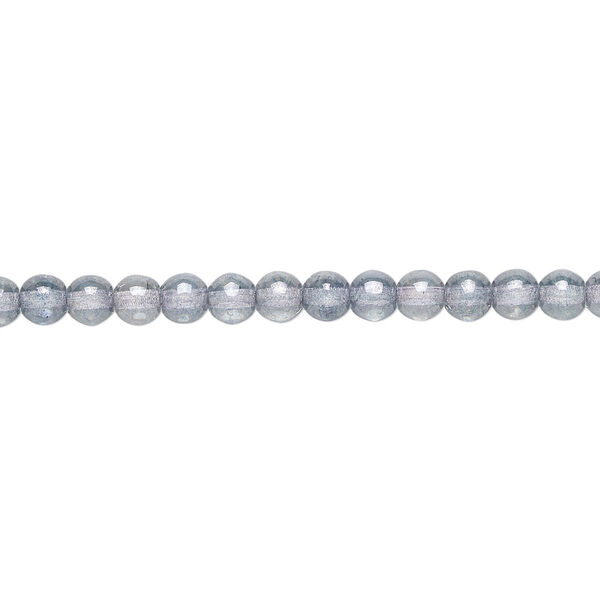 Bead, Czech glass druk, translucent blue luster, 4mm round. Sold per 15-1/2" to 16" strand. image number 0