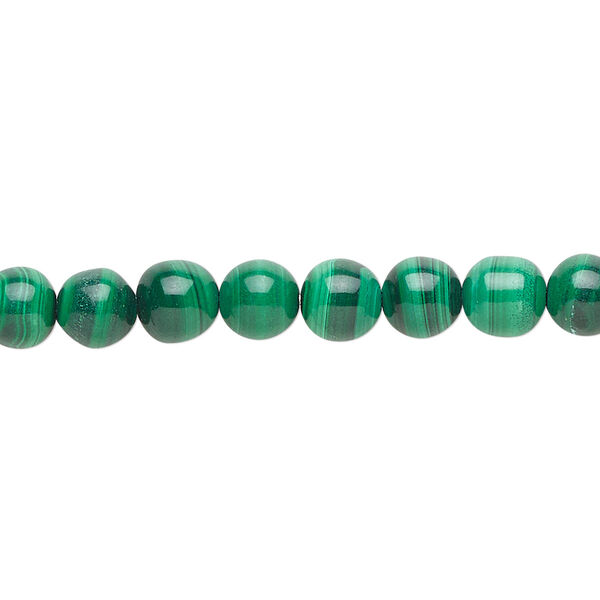 Bead, malachite (natural), 6mm round, B grade, Mohs hardness 3-1/2 to 4. Sold per 8-inch strand, approximately 30 beads. image number 0