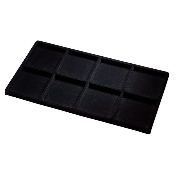 Tray insert, flocked velveteen, black, 14 x 7-3/4 x 1/2 inches with (8) 3-1/4 x 3-1/2 inch compartments. Sold per pkg of 2. image number 0
