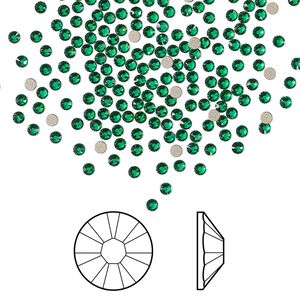Flat back 144pk majestic green foil back, Crystal Passions® 1.7-1.9mm rose round SS5 2058