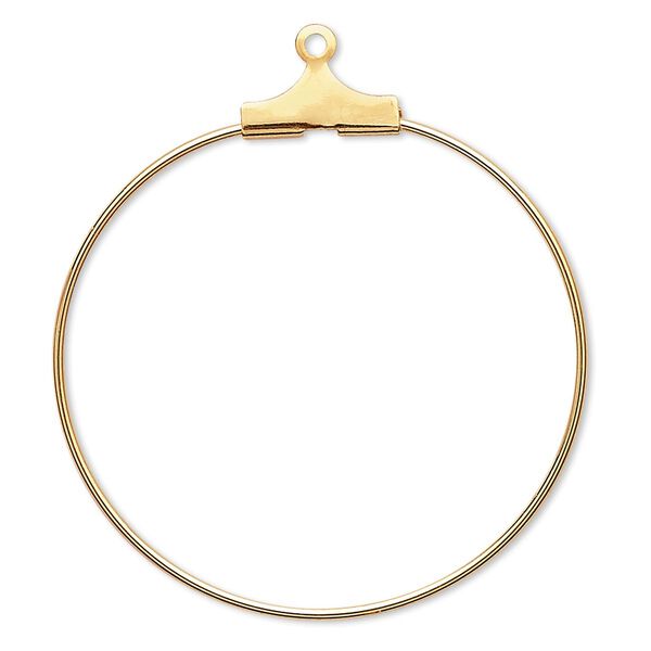 Beading hoop, gold-plated brass, 30mm round. Sold per pkg of 10. image number 0