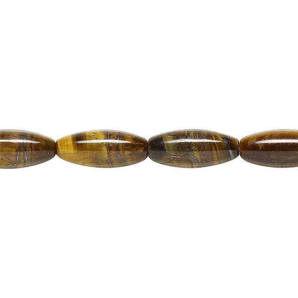 Bead, tigereye (natural), 13x5mm-14x6mm oval, B grade, Mohs hardness 7. Sold per 15-1/2" to 16" strand. image number 0