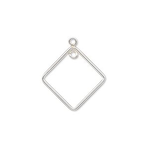 Drop, sterling silver-filled, 19x19mm open diamond with loop. Sold per pkg of 2.