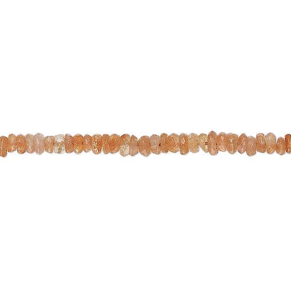 Bead, sunstone (natural), 3x1mm-3x2mm hand-cut faceted rondelle, B grade, Mohs hardness 6 to 6-1/2. Sold per 13-inch strand, approximately 220 beads. image number 0