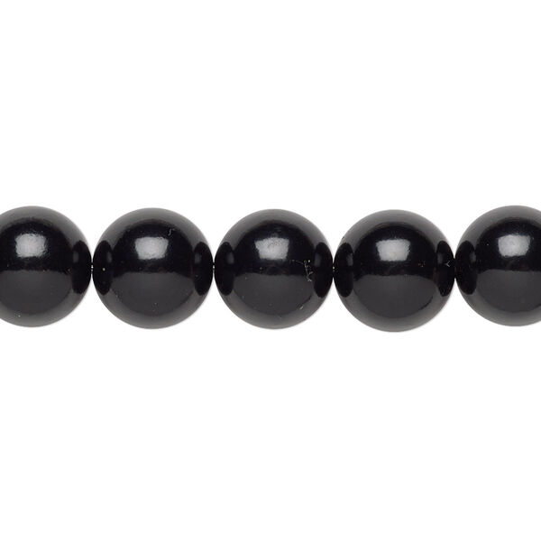Jet 1pkg1, round bead natural B grade, 15.5-16 inch 10mm image number 0