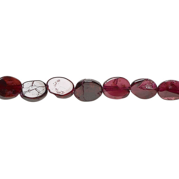 Rhodolite garnet 1pkg1, hand-cut flat oval bead 13 inch 7x5mm-8x7mm image number 0