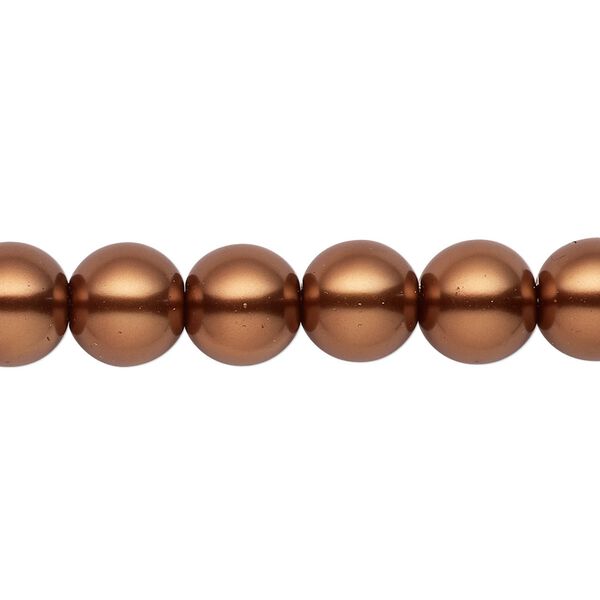 Bead, crystal pearl, antique copper, 9-10mm round. Sold per pkg of (2) 15-1/2" to 16" strands, approximately 80 beads. image number 0