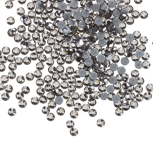 Flat back, Dance With Me™ crystal hotfix rhinestone, black diamond, foil back, 2.3-2.5mm rose, SS8. Sold per pkg of 144 (1 gross). image number 0