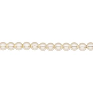 Bead, Czech pearl-coated glass druk, opaque cream, 4mm round. Sold per 15-1/2" to 16" strand.