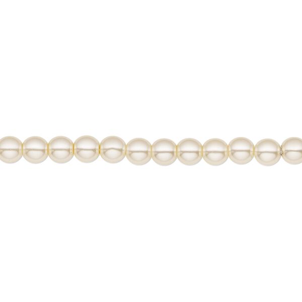 Bead, Czech pearl-coated glass druk, opaque cream, 4mm round. Sold per 15-1/2" to 16" strand. image number 0