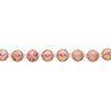 Bead, glass 1pkg8, gold / pink / red, 14mm hand-painted round. image number 1