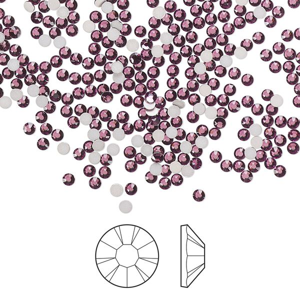 Flat back 144pk amethyst foil back, Preciosa MAXIMA Czech crystal rhinestone 1.7-1.9mm chaton rose round SS5 image number 0