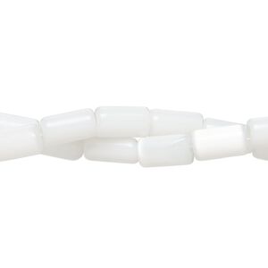 Bead fiber optic 2pk opaque white, 8x4mm-9x6mm round tube 14 inch