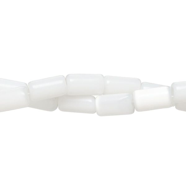 Bead fiber optic 2pk opaque white, 8x4mm-9x6mm round tube 14 inch image number 0