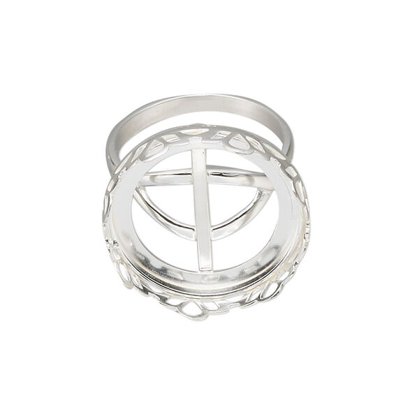 Ring, sterling silver, 21mm round with 20mm round cabochon bezel setting, size 7. Sold individually. image number 0