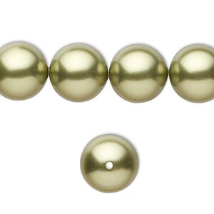 Pearl 100pk light green, Swarovski® 12mm round 5810