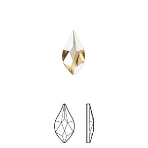 Flat back 4pk crystal golden shadow foil back, Crystal Passions® 14x7mm flame 2205