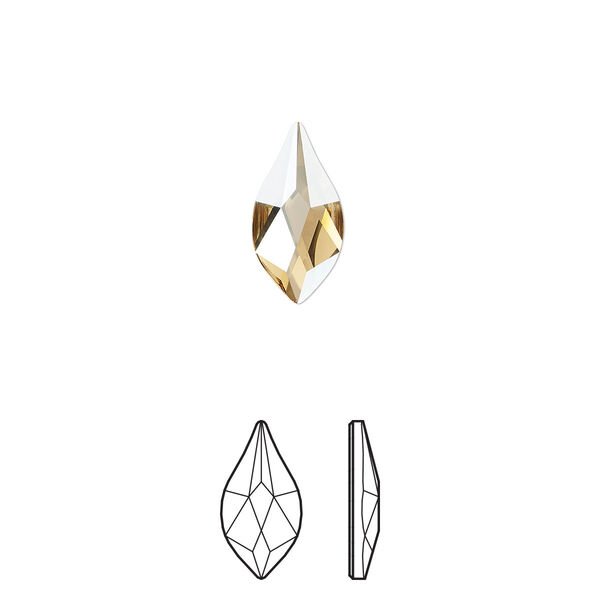 Flat back 4pk crystal golden shadow foil back, Crystal Passions® 14x7mm flame 2205 image number 0