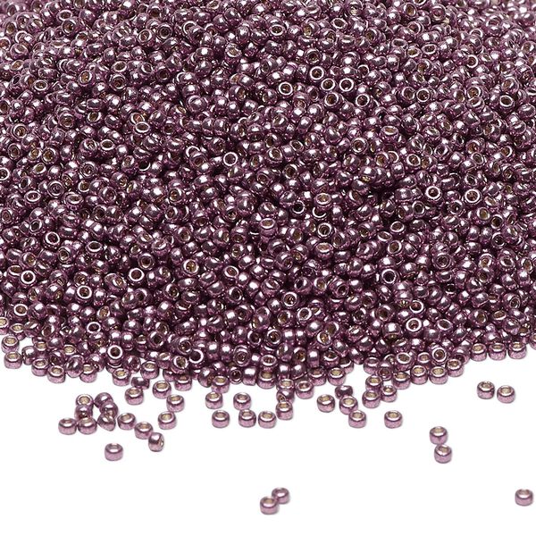 Seed bead, Miyuki, glass, pkg/35g, #15 rocaille, Duracoat® opaque galvanized eggplant, (RR-4220). image number 0