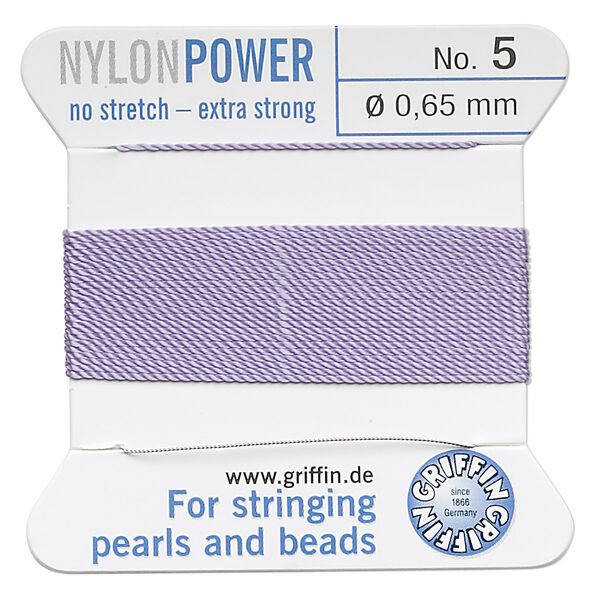 Thread, Griffin, nylon, lilac, size #5. Sold per 2-meter card (approximately 78 inches). image number 0