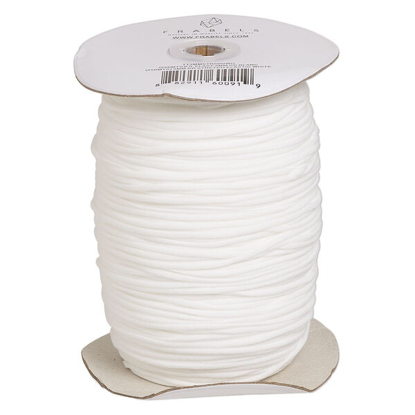 Cord, elastic, white, 3mm round, 35-pound test. Sold per 250-meter spool. image number 0