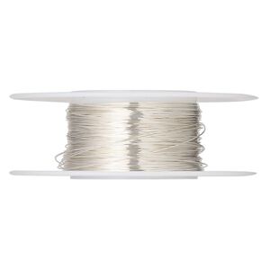 Wire, sterling silver, dead-soft, round, 30 gauge. Sold per 1/4 ounce spool, approximately 45 feet.