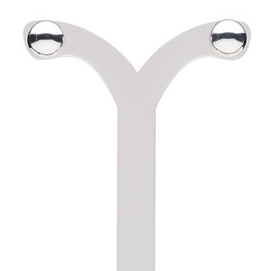 Earstud, sterling silver, 8mm half-round with post. Sold per pair.