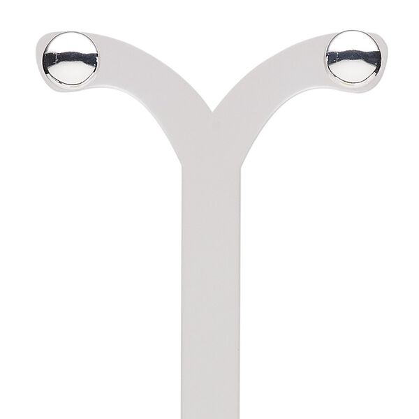 Earstud, sterling silver, 8mm half-round with post. Sold per pair. image number 0