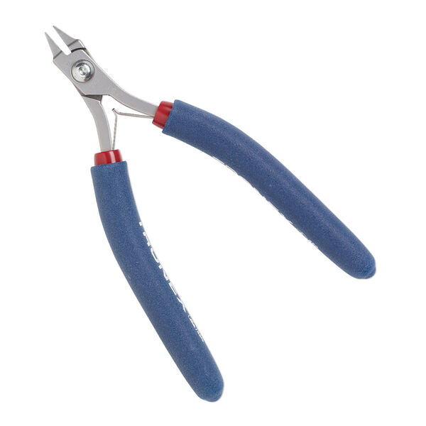 Pliers, Tronex®, P747 stubby flat-nose, steel and rubber, red and blue, 5-3/5 inches. Sold individually. image number 0