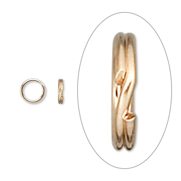 Split ring, 14Kt gold-filled, 6mm round, 0.05-inches thick. Sold per pkg of 10. image number 0