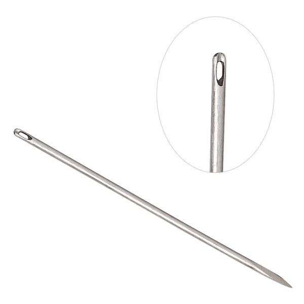 Needle, Tulip, steel, 0.96mm with 1mm eye width, 1-1/2 inches, for use on leather. Sold per pkg of 2. image number 0