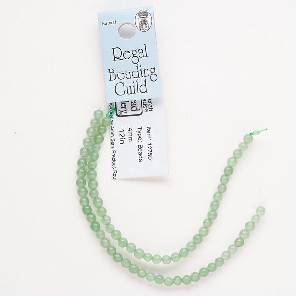 Bead, green quartz (dyed), light, 4-5mm round, B grade, Mohs hardness 7. Sold per 12-inch strand, approximately 70 beads. image number 0