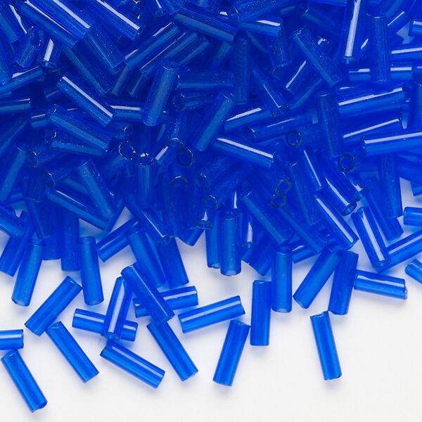 Bead, Preciosa Ornela Czech glass, bugle bead, pkg/50g, 1/4 inch, transparent medium blue, (30080). image number 0
