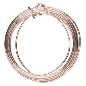 Wire, ParaWire™, rose gold-finished copper, round, 16 gauge. Sold per 15-foot section.