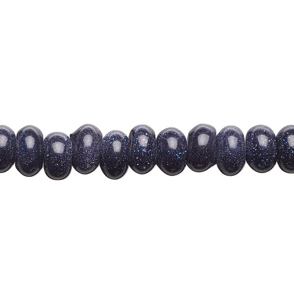 Bead, blue goldstone (glass) (man-made), 8x5mm rondelle. Sold per 15-1/2" to 16" strand. image number 0