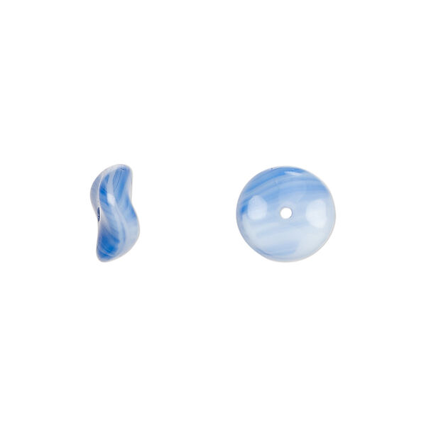 Bead, Czech pressed glass, opaque blue/white, 10x4mm rondelle. Sold per 15" to 16" strand. image number 0
