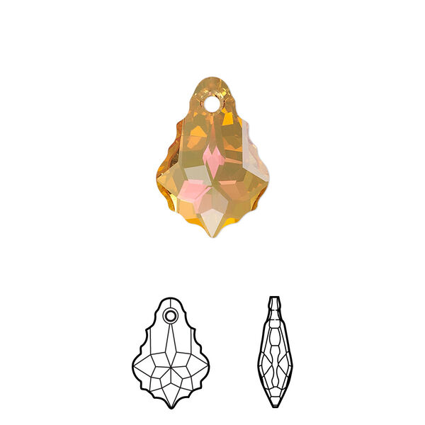 Drop 2pk crystal summer blush, Crystal Passions® 16x11mm pendant baroque 6090 image number 0
