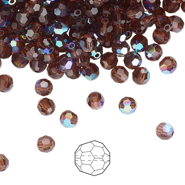 Bead 720pk light burgundy AB, Preciosa Czech crystal 4mm round image number 0